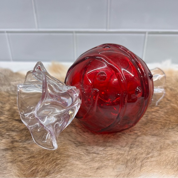 Vintage Plastic Hard Candy Wrapper Shaped Trinket Gift Box Red Brass Hinged - Picture 2 of 9